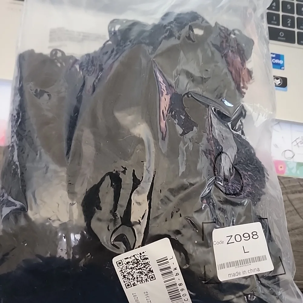 O6 - Crochet Black Cover-Up Dress - Picture 3 of 11